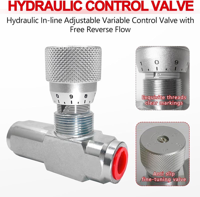 Cplbrb 1/2" New Hydraulic Flow Control Valve One Way With 2 Pcs Pipe Adapter,1/2" NPT Port Size 5000PSI Throttle Check Valve For Hydraulic Oil Gas Plumbing - Image 4